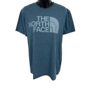 The North Face Mens Blue Graphic Logo Tee Shirt Size Medium M Short Sleeve EUC